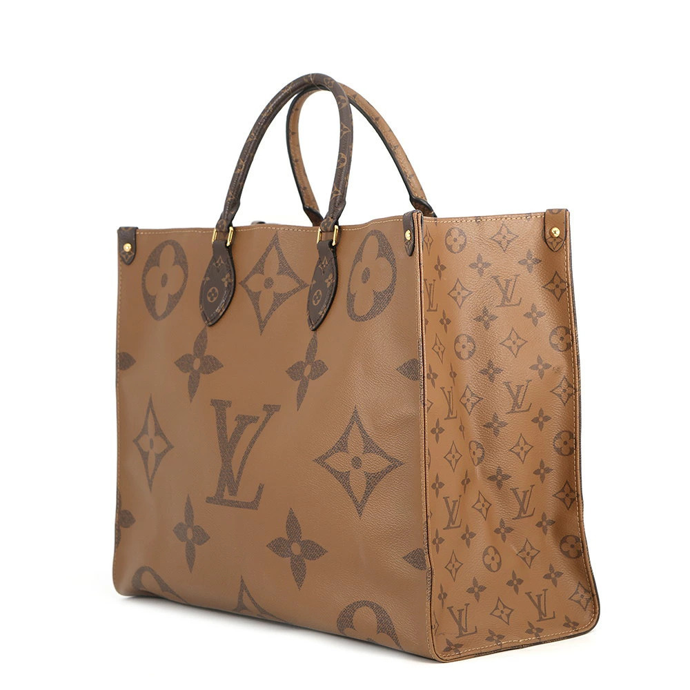 Louis Vuitton Giant Monogram Reverse On Bag Tote Shoulder The Go Brown
